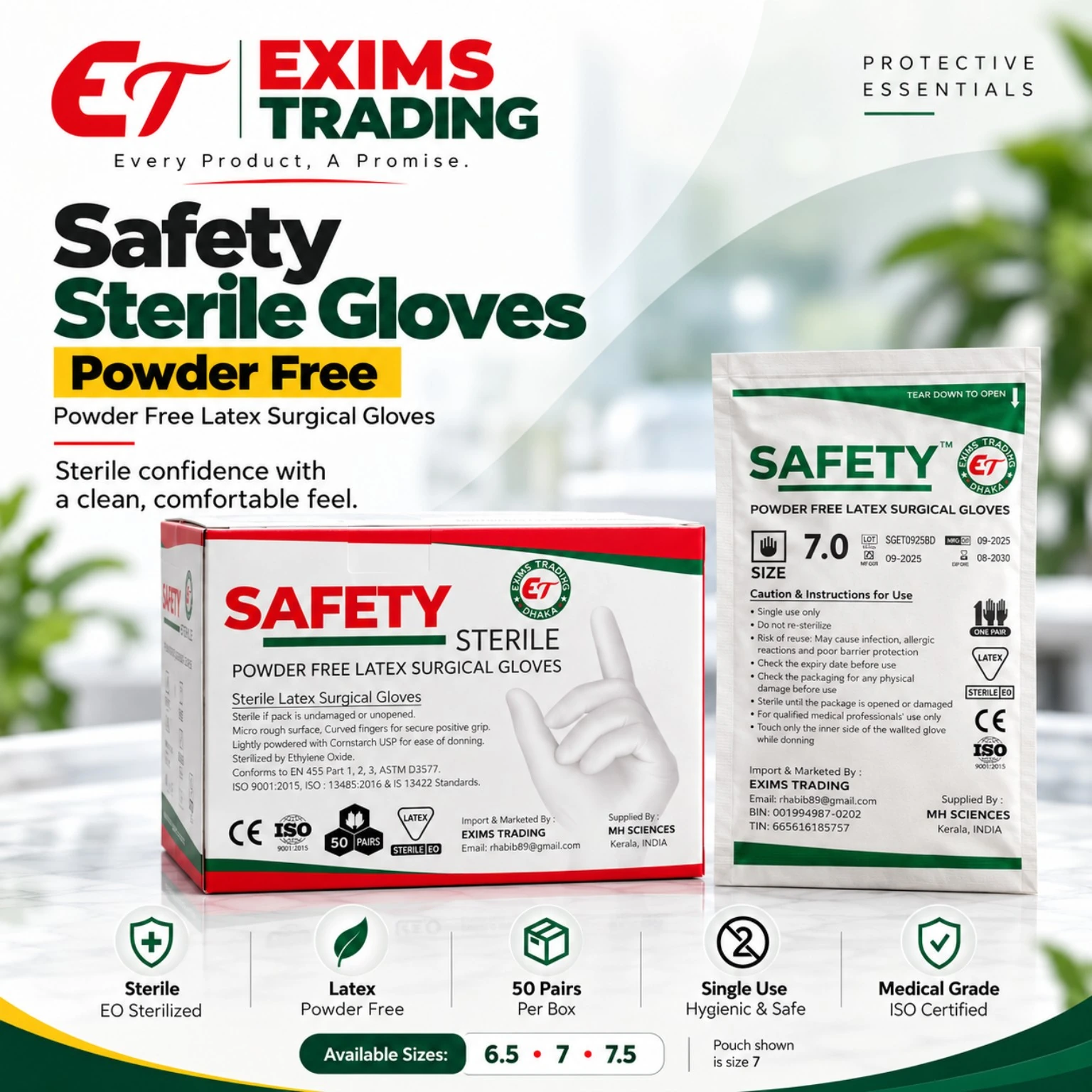 Safety Sterile Surgical Gloves complete promotional poster