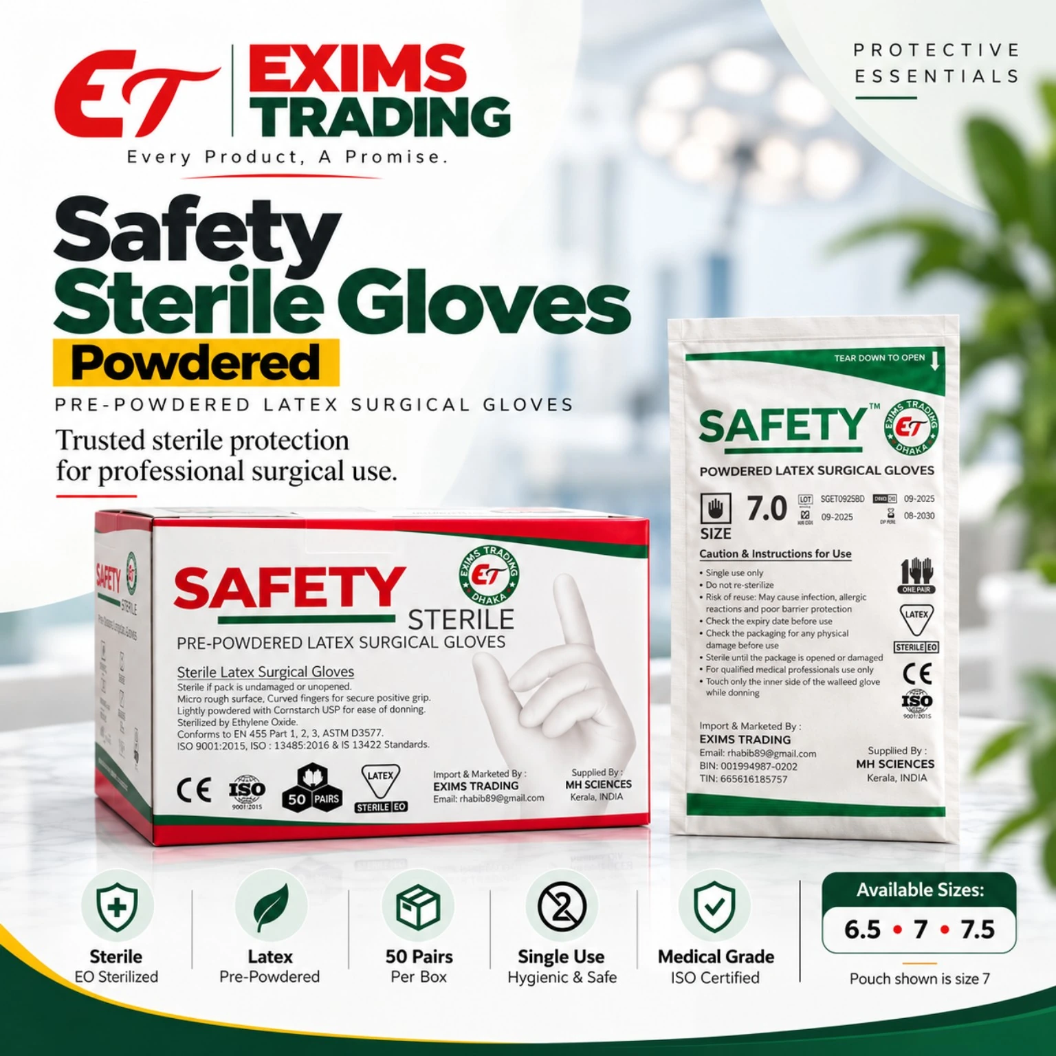 Safety Sterile Surgical Gloves complete promotional poster