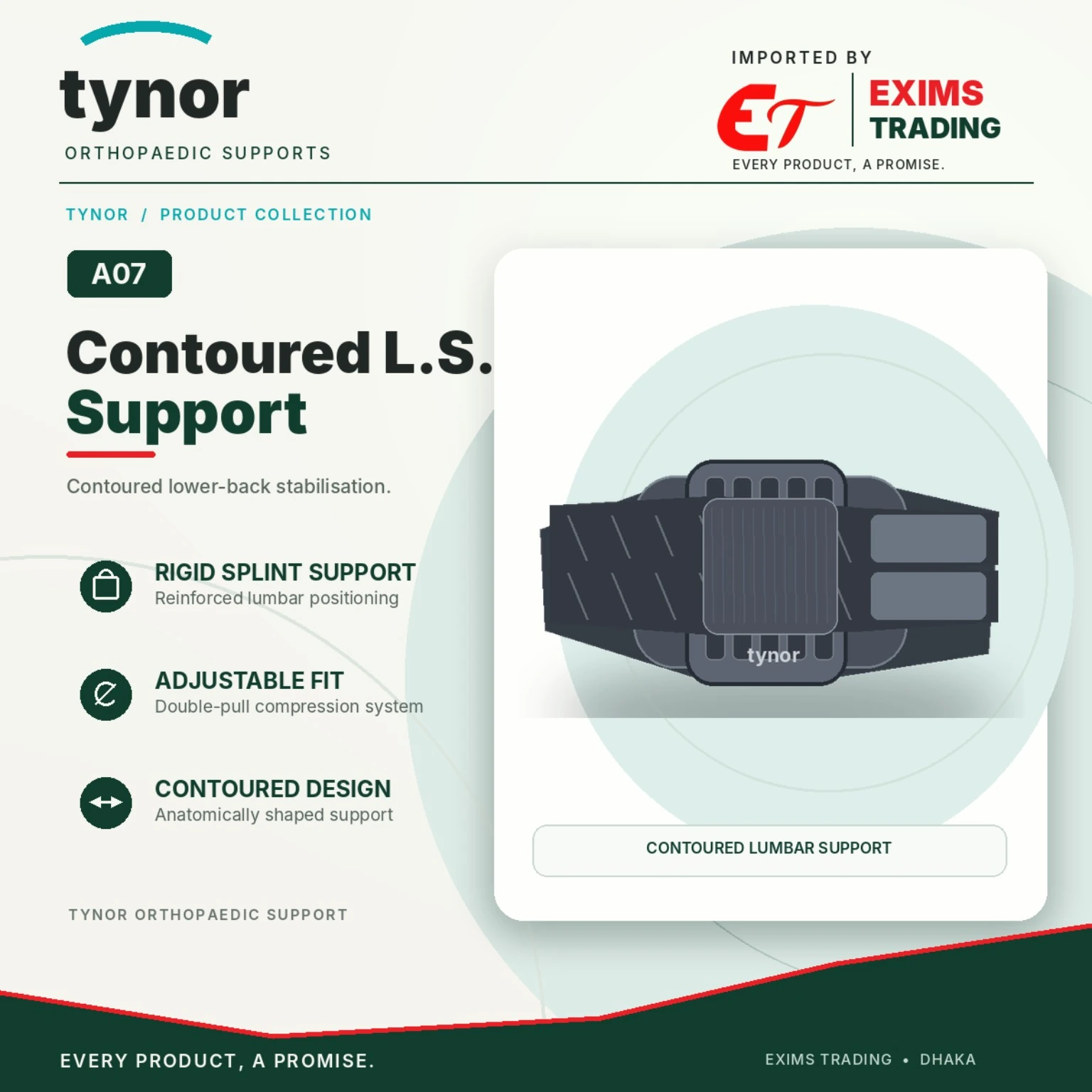 Tynor Contoured L.S. Support complete promotional poster