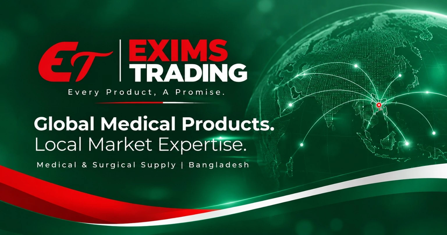 Exims Trading global connections visual with ET logo and Bangladesh focus